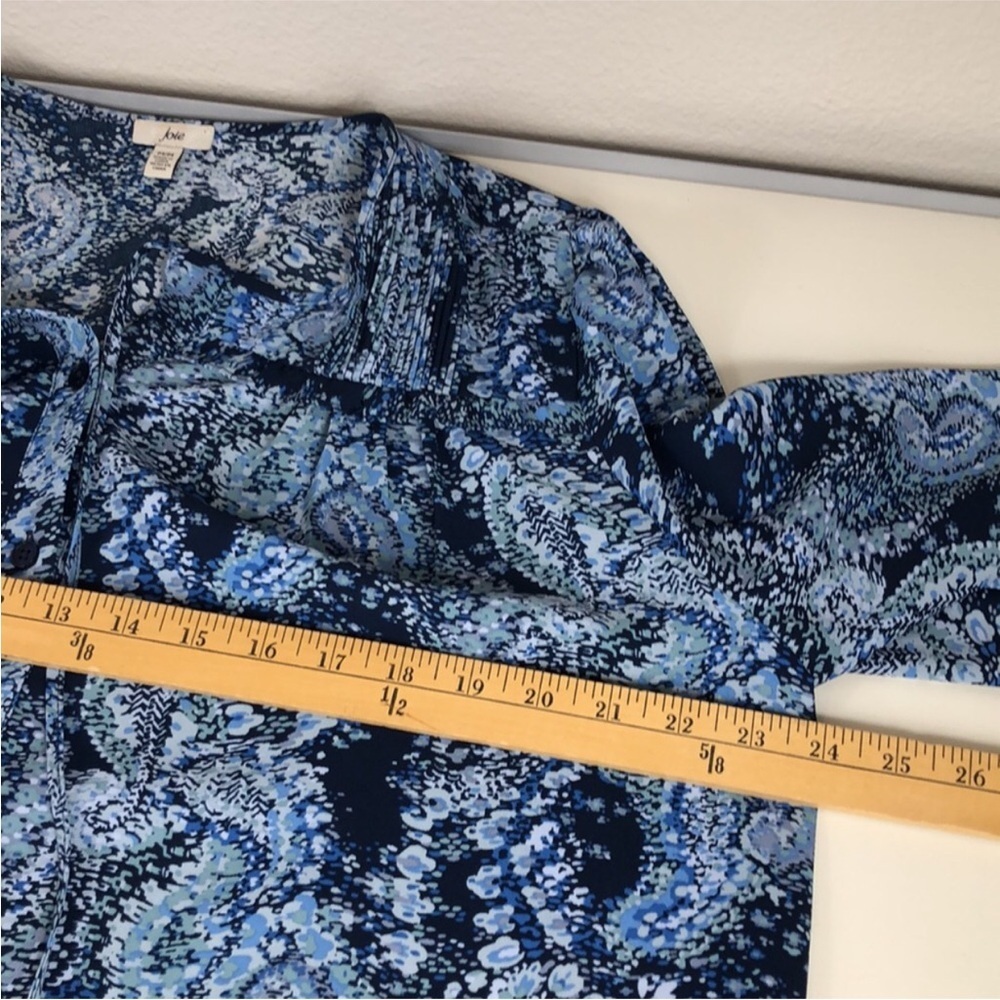 Joie Blouse Peasant Style Blue Parisian Paisley 1/4 Button Size Medium - Picture 12 of 15